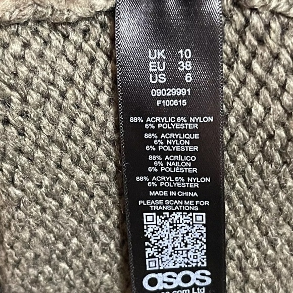 Cozy Knit Turtleneck Sweater Dress ASOS oversized Size 6 - Picture 3 of 7